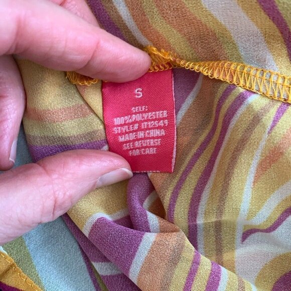 Flying Tomato Retro Button Top Sheer Blouse Women’s Size Small Orange Pink NWT - Picture 7 of 8